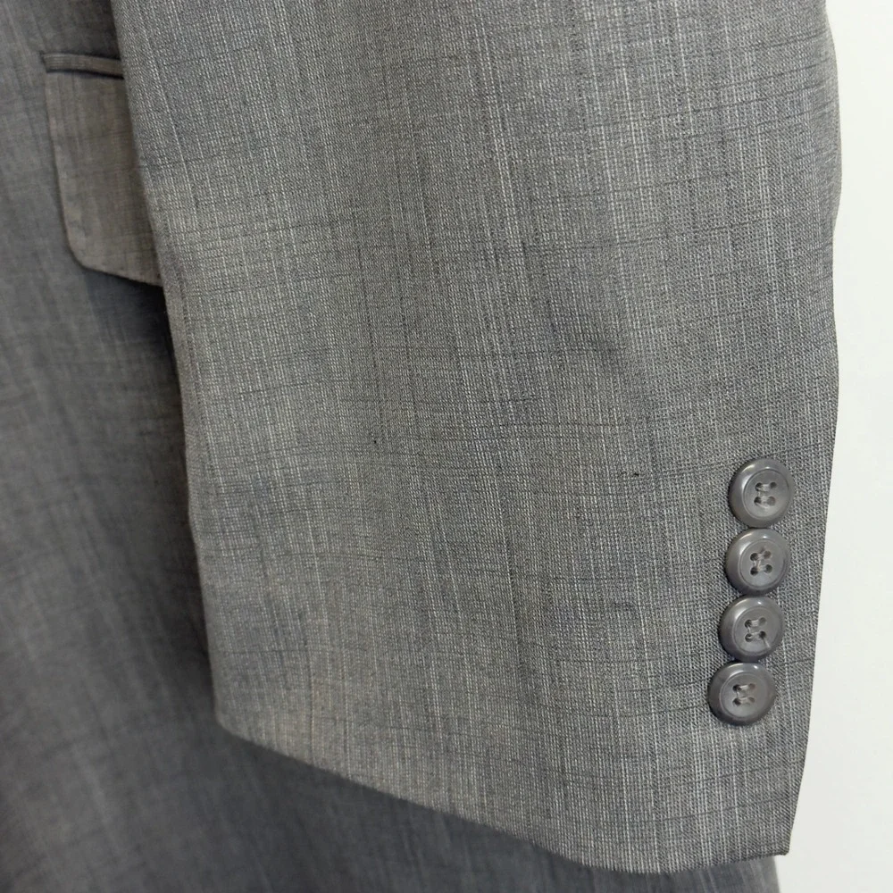 Ferera Italy Mens 48L‎ Grey Super 150s Wool 4 Button Peak Lapel Suit Jacket
